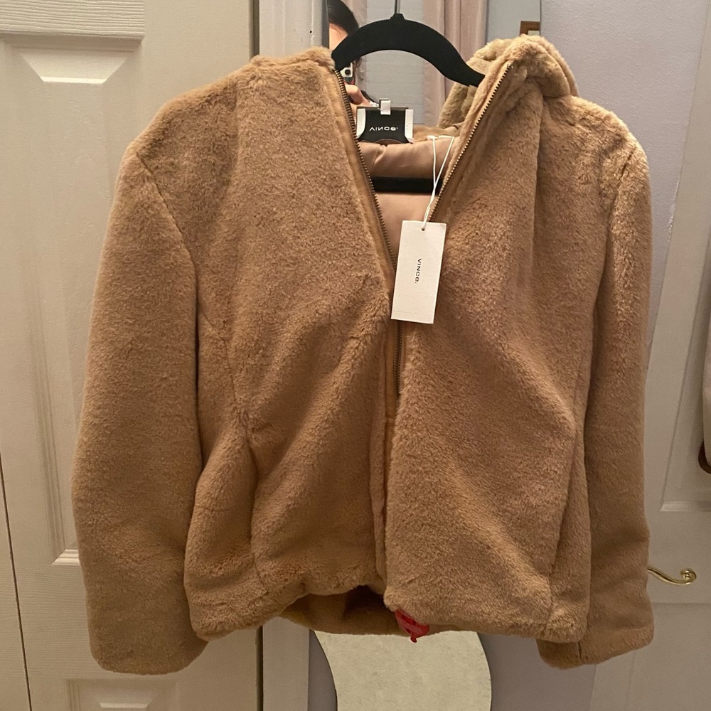 VINCE - Super Soft Dahlia Faux brown Fur jacket
